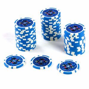 50 Poker-Chips Laser-Chips Wert 50-12g Metallkern Poker Texas Hold`em – blau