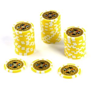 50 Poker-Chips Laser-Chips Wert 1000 - 12g Metallkern Poker Texas Hold`em – gelb